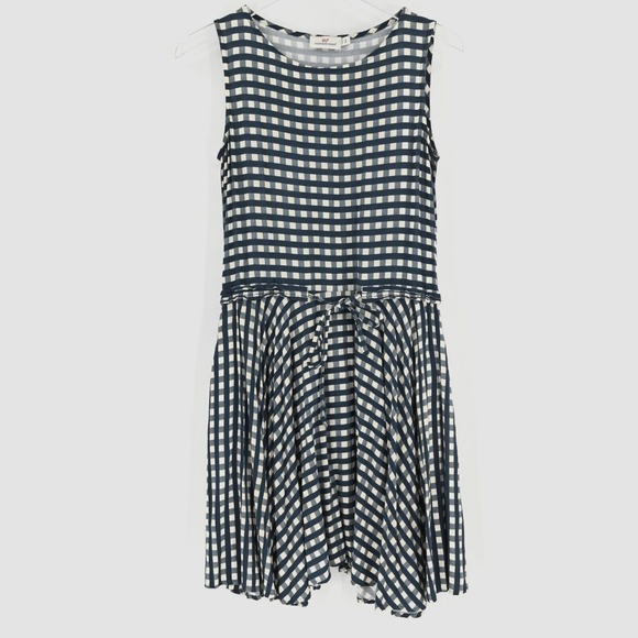 Vineyard Vines Gingham Moonshine Dress Womens Size XS Navy Blue Tie Sleeveless - Picture 2 of 12